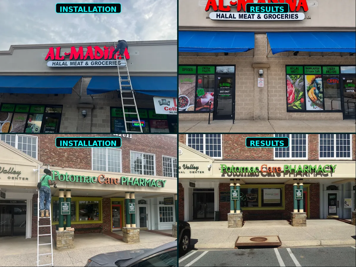Business Sign Express storefront sign installations and finished results