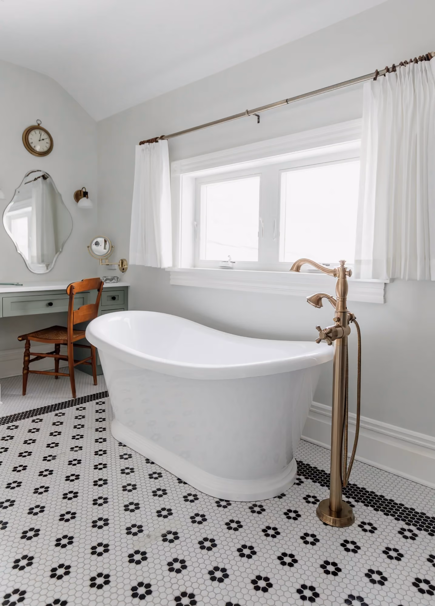 Bright bathroom with clawfoot tub