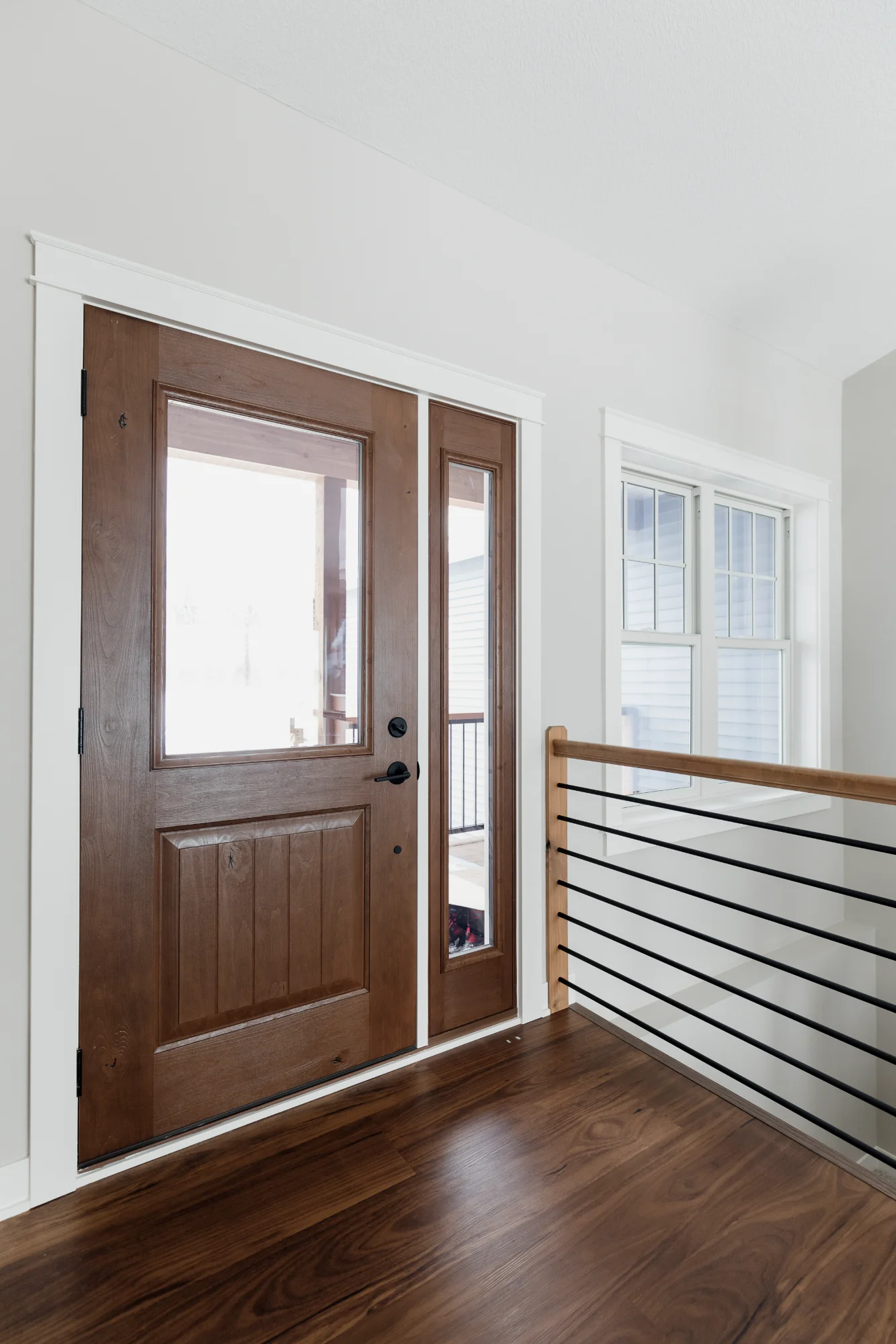 Interior with French doors and stair railing