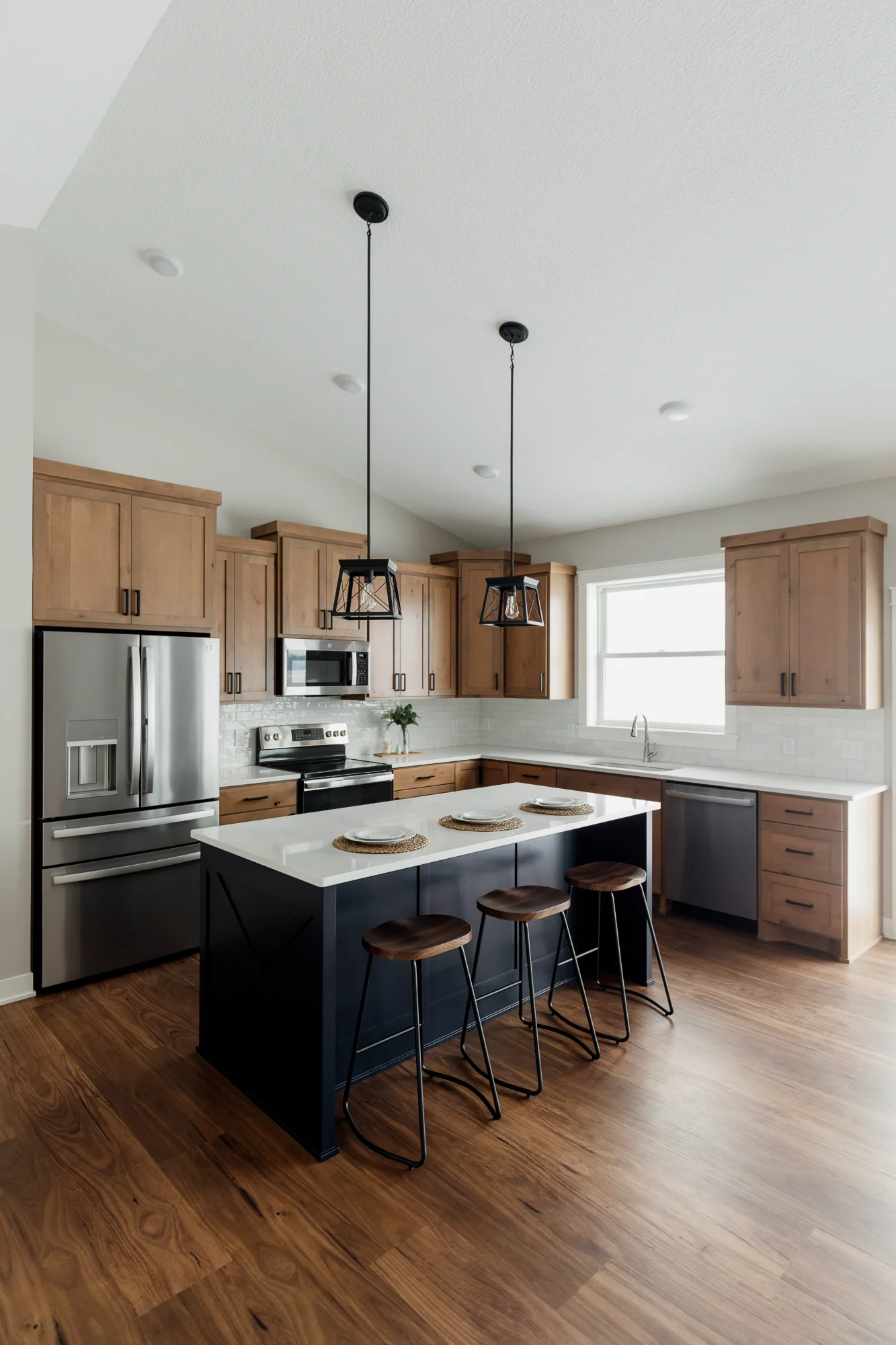 Open-plan kitchen and living area with island