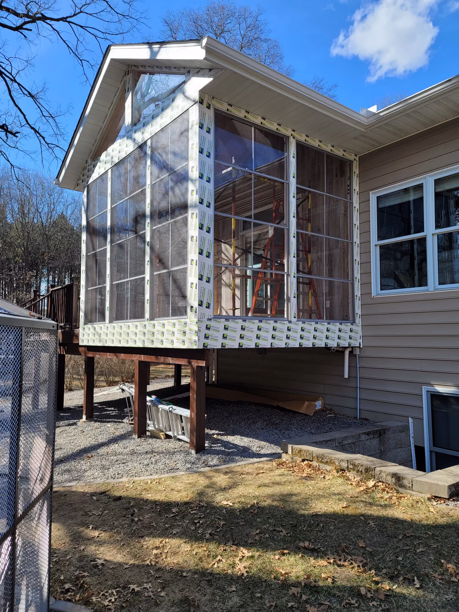 Back deck with stairs on house exterior