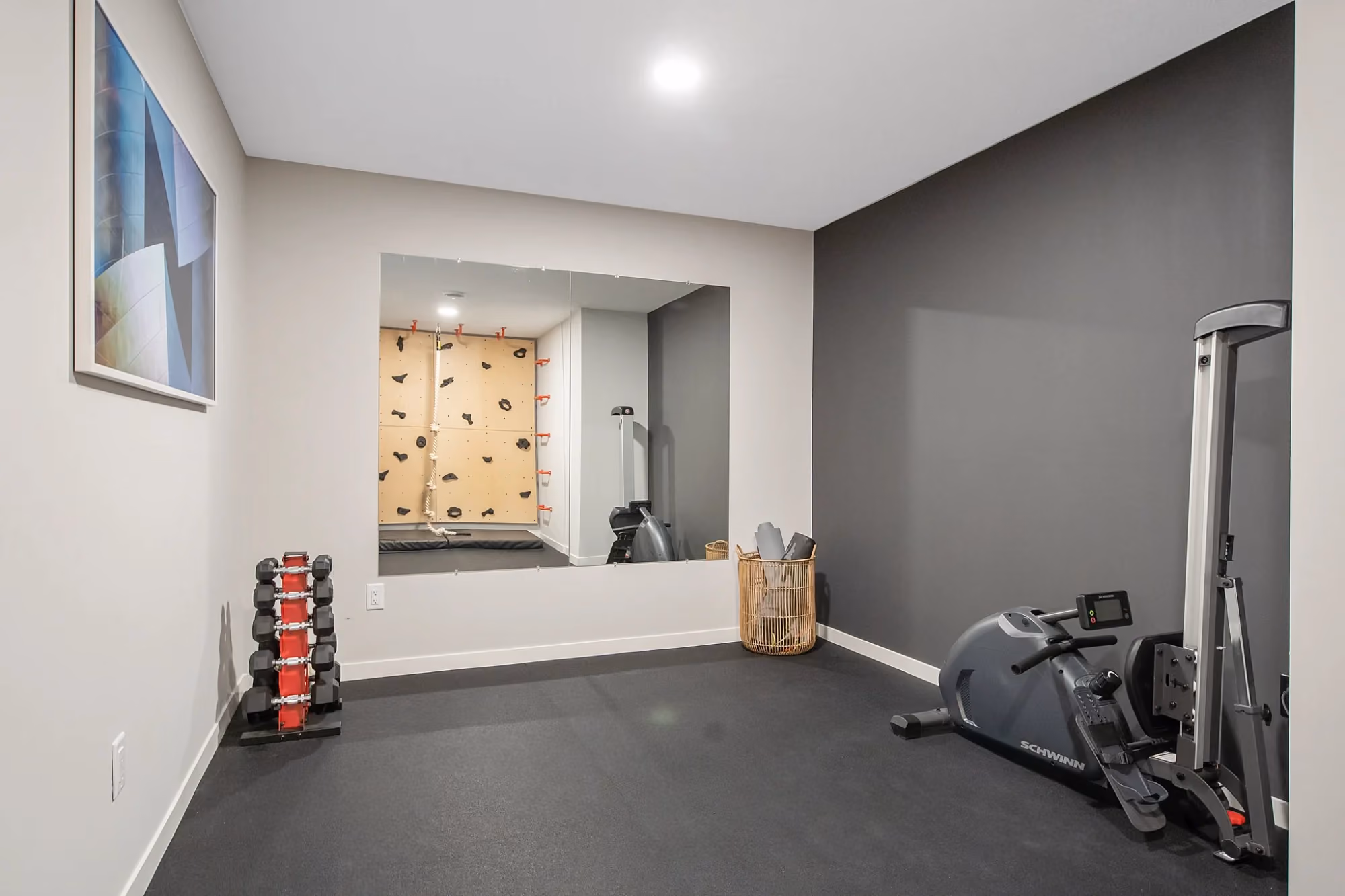 Home gym room with equipment
