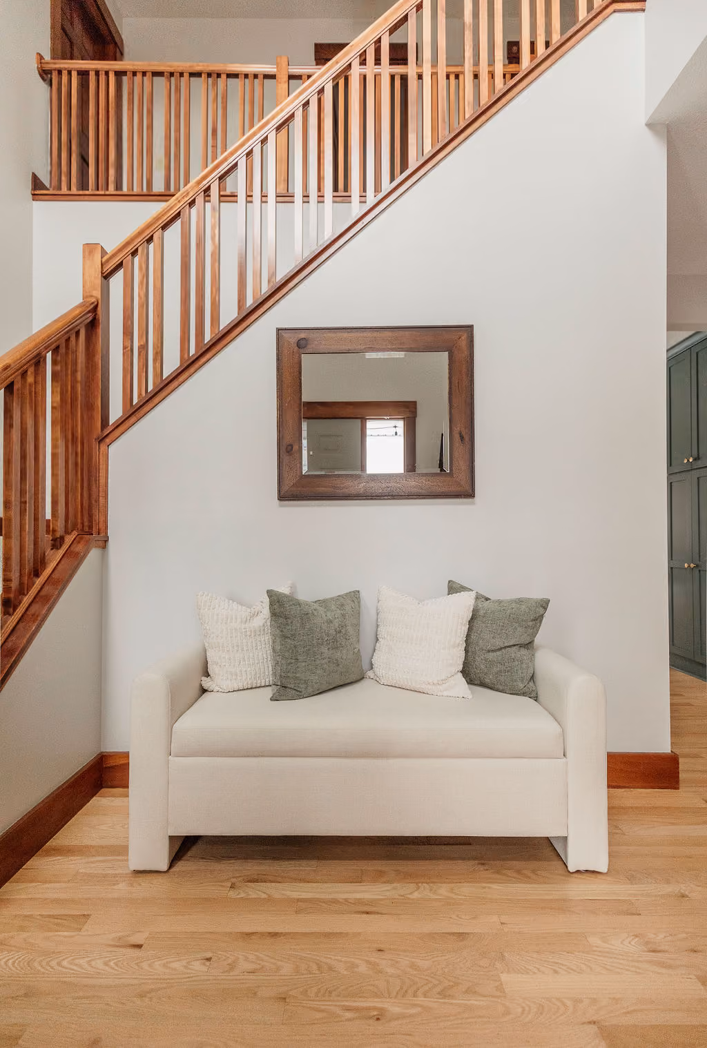 Beautiful custom staircase with modern railing