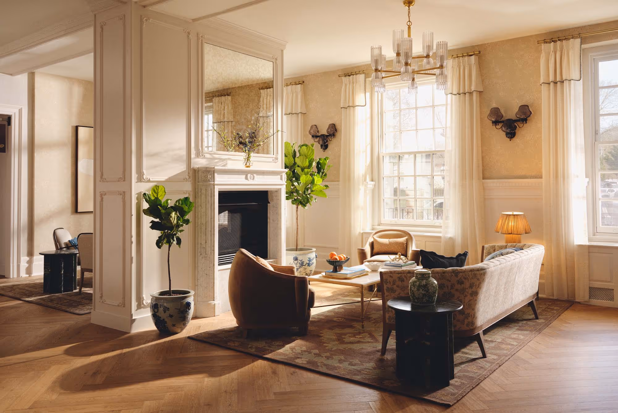 Hotel Viking grand lobby interior at One Bellevue Avenue, Newport Rhode Island