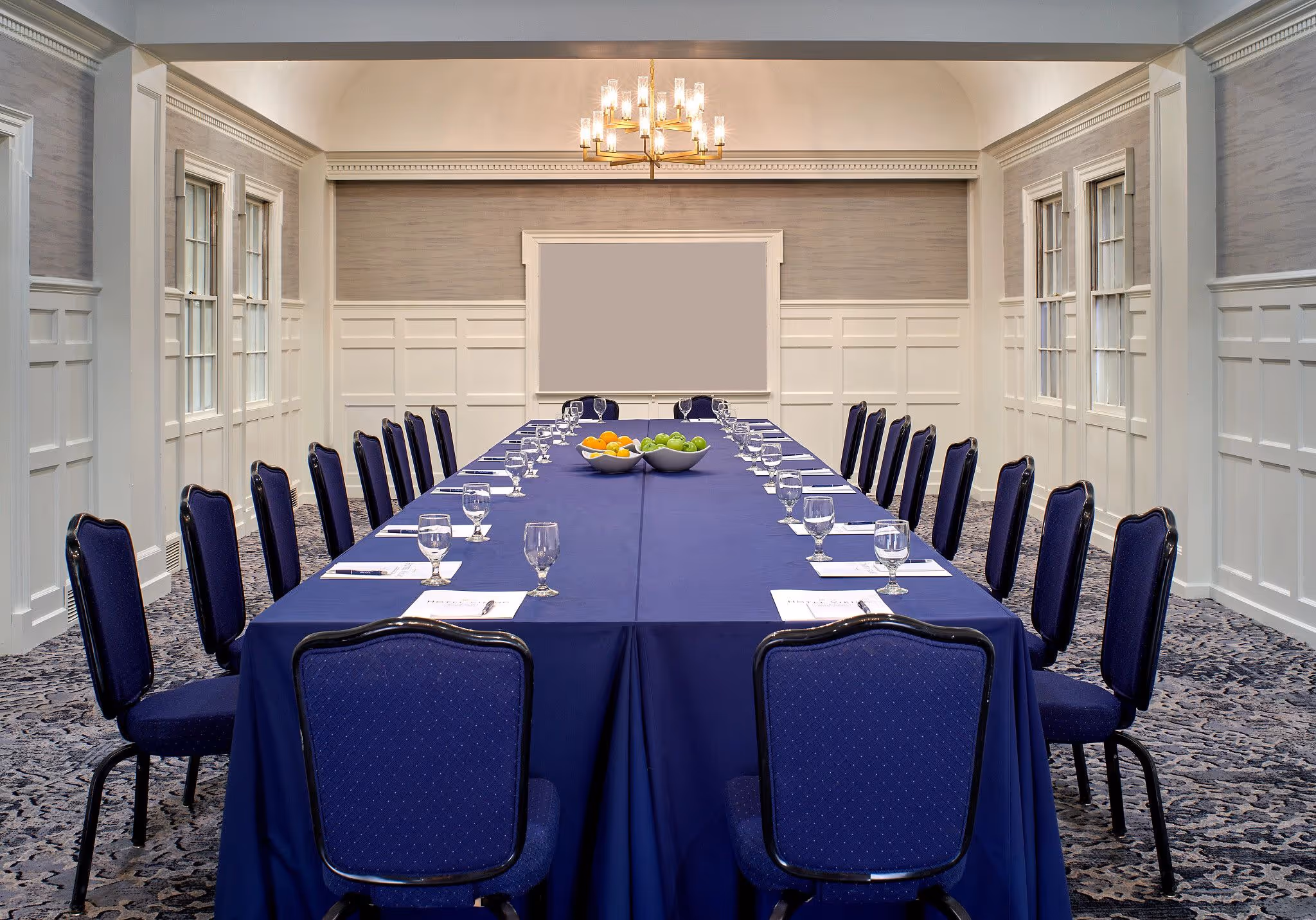 Prescott Room intimate meeting space with vaulted ceilings at Hotel Viking Newport Rhode Island