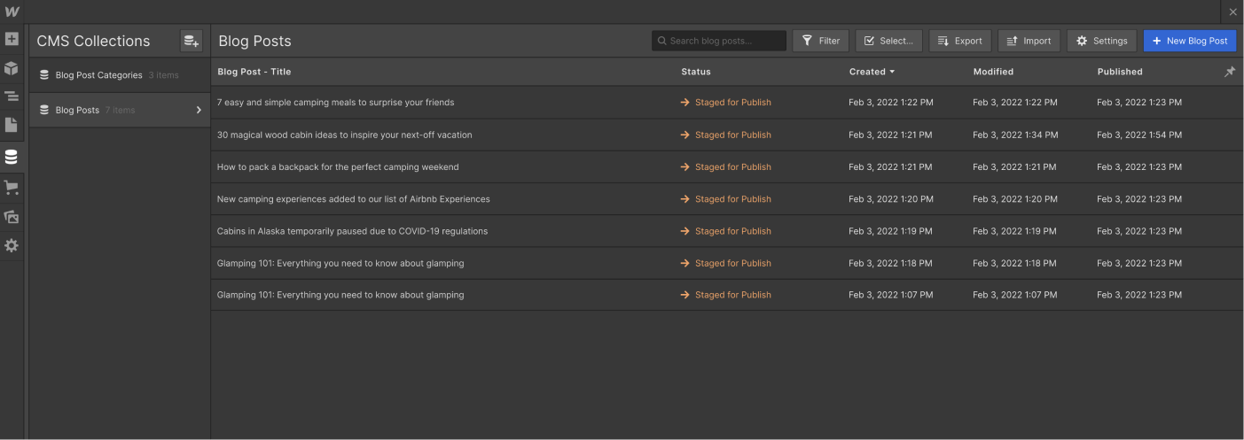 CMS Collection - Rental X Webflow Template