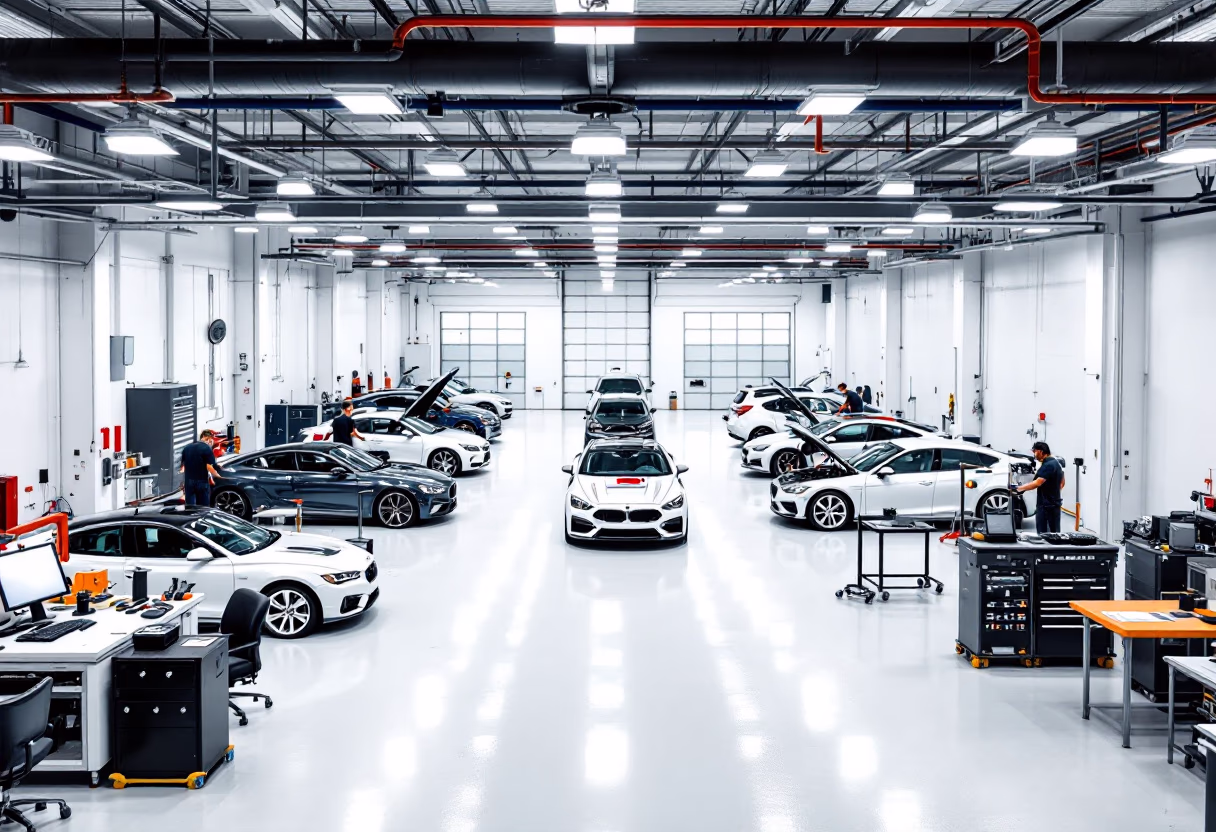 image of mechanics at work on a car