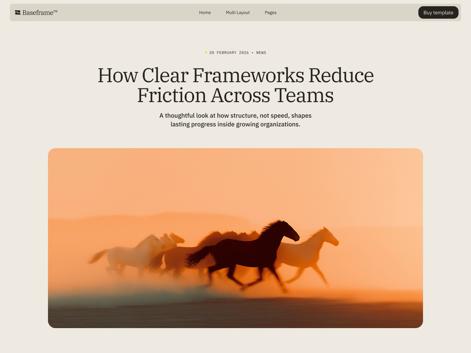 Silhouettes of horses running through a dusty, orange-lit landscape at sunset.