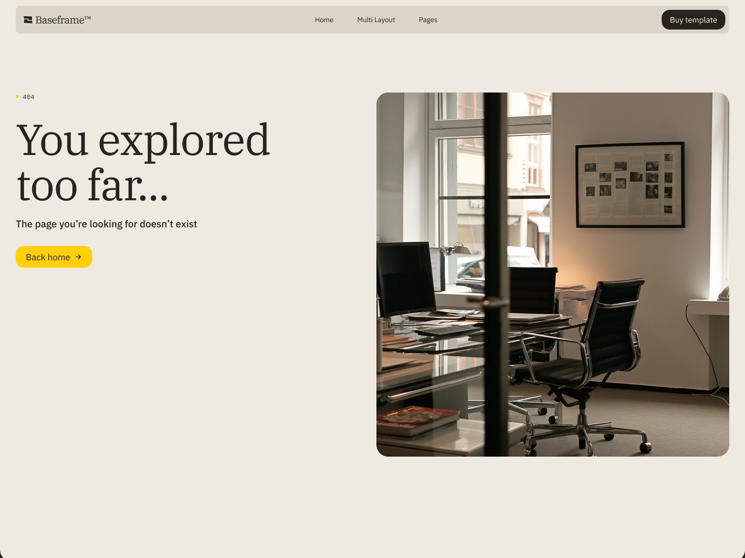 Modern office interior with black swivel chairs, glass desk, computer monitors, and a large window.