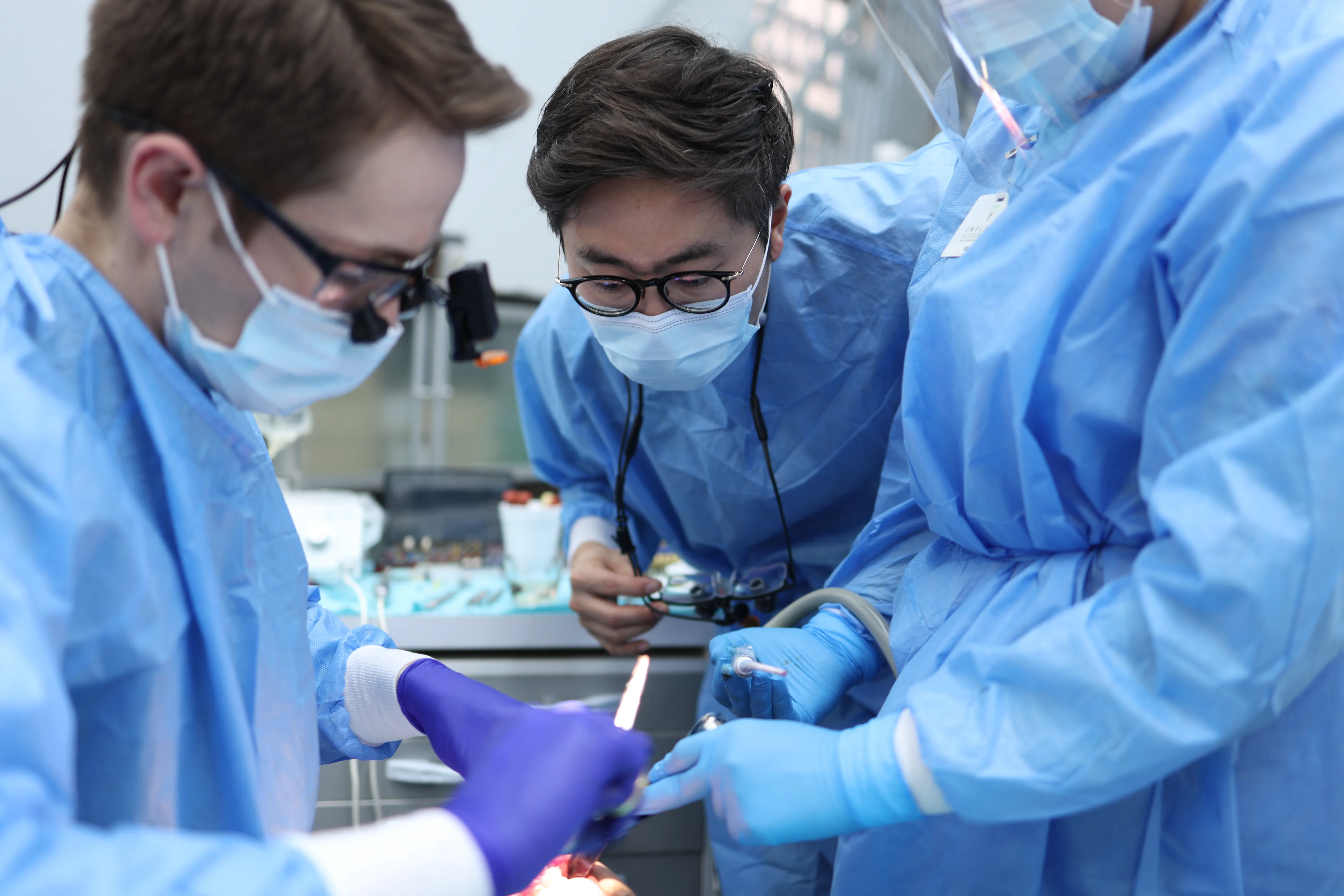 Dr. Chris Kim teaching dentists at a clinical course