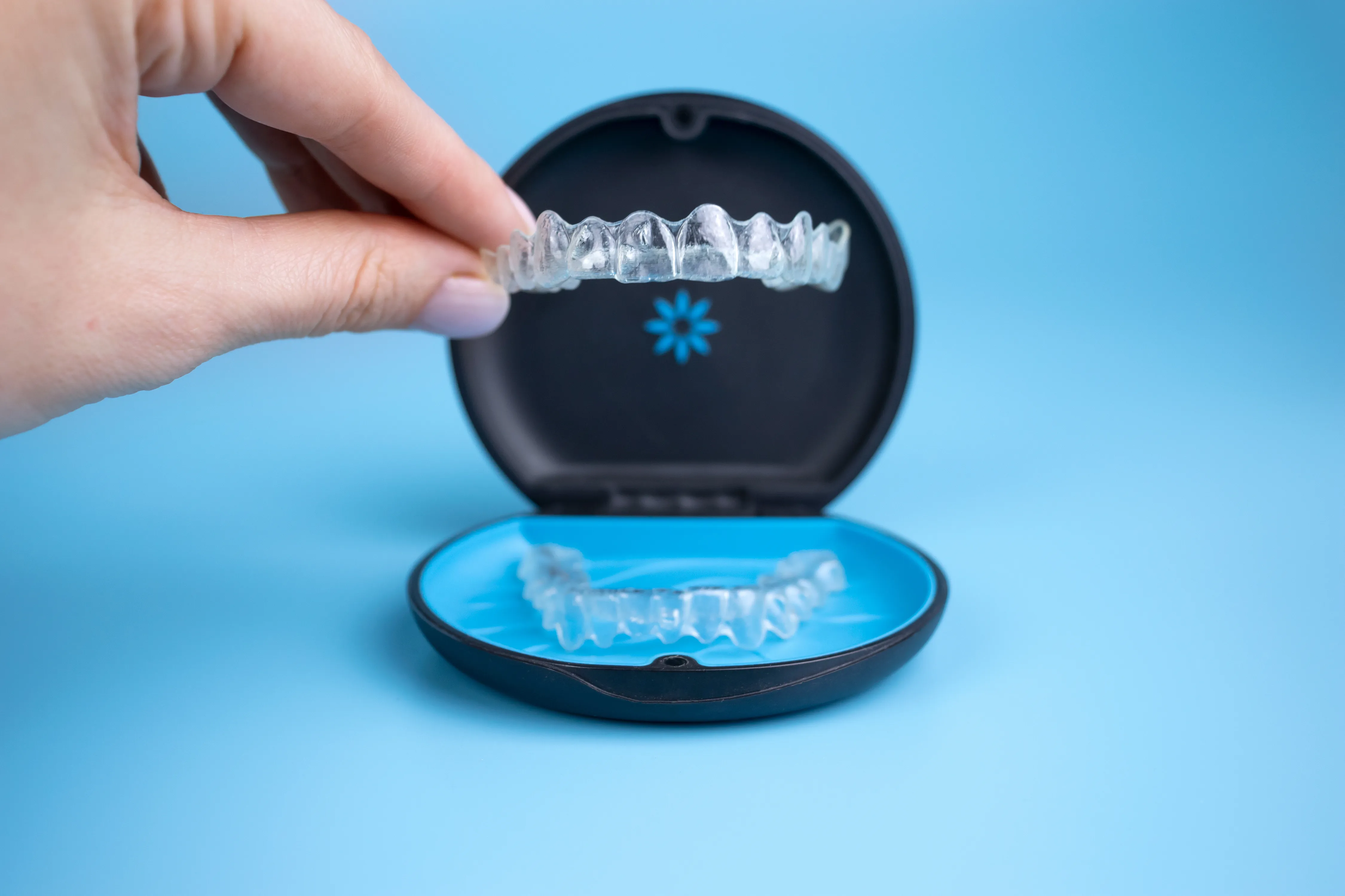 Clear Invisalign aligners for orthodontic treatment