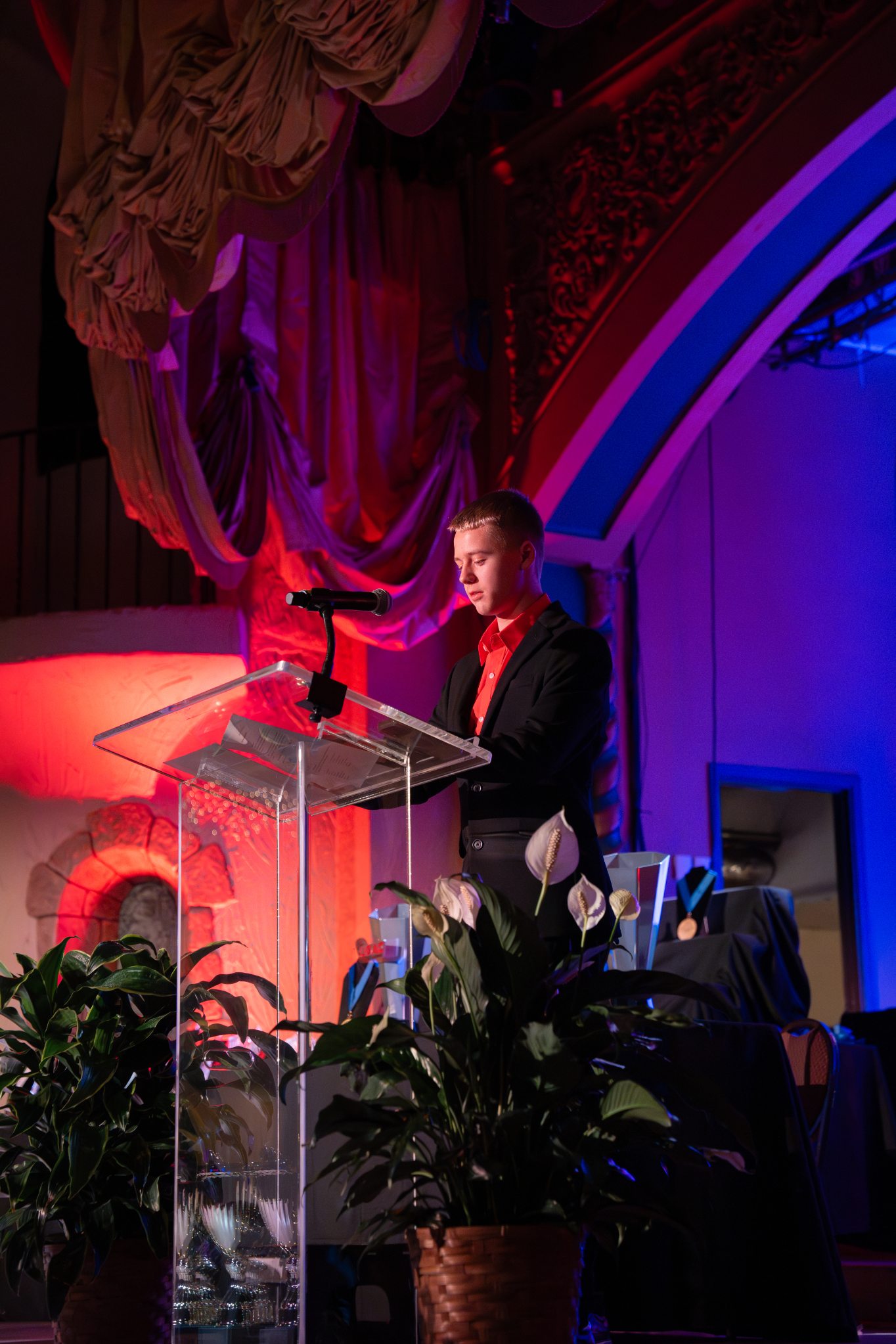 Kid at podium stand speech