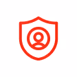 Red shield icon with a person silhouette inside, symbolizing user protection or security.