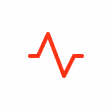 Red zigzag line resembling an abstract heartbeat or pulse symbol on a white background.