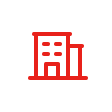 Red icon of a multi-story building with multiple windows.