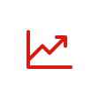 Red line graph icon showing an upward trend with an arrow pointing up and to the right.
