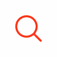 Red magnifying glass icon representing search.