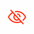 Red eye icon with a slash through it indicating hidden or invisibility.