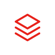 Red icon of three stacked layers or sheets.