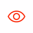 Red eye icon with a circle in the center on a white background.