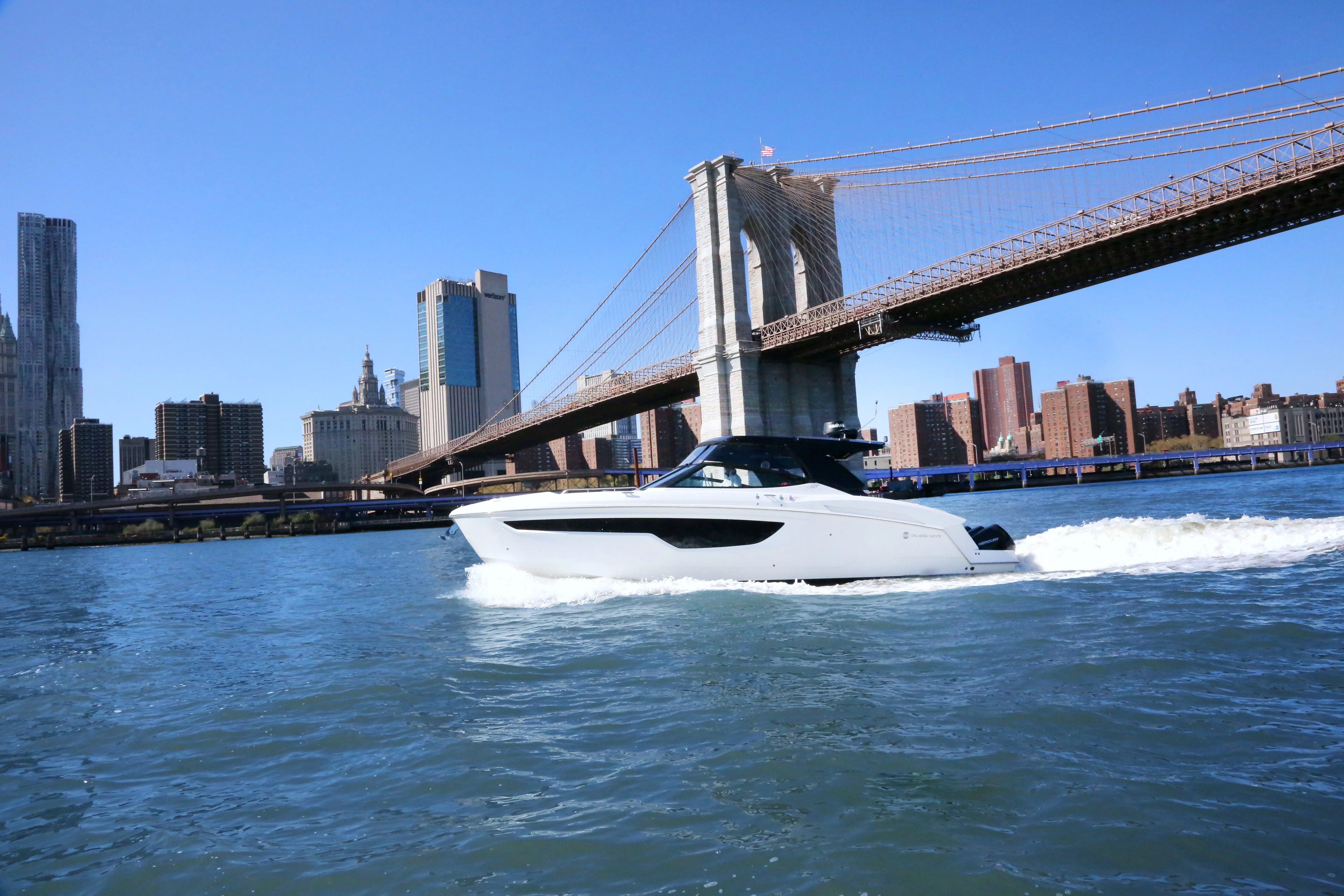 Hudson Star is the top charter boat in NYC - here it is passing under the Brooklyn Bridge