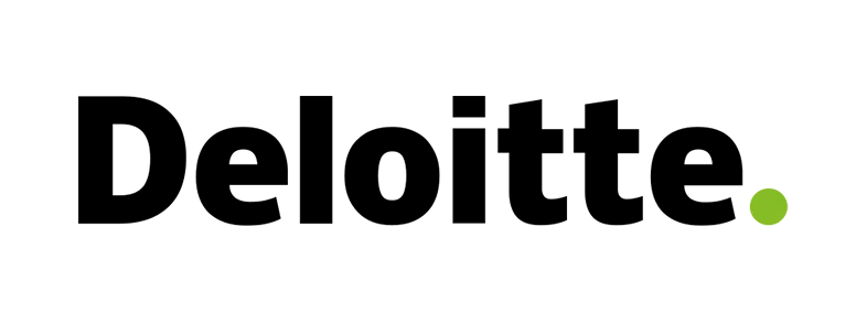 Deloitte company logo in black text with a green dot at the end.