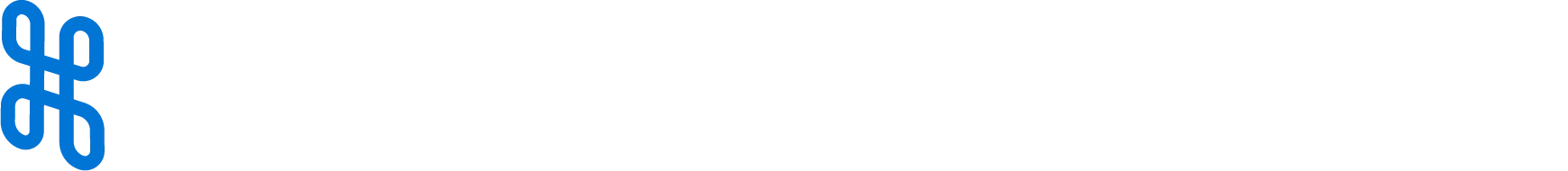 Blue looped square symbol resembling a stylized clover or command key icon on white background.