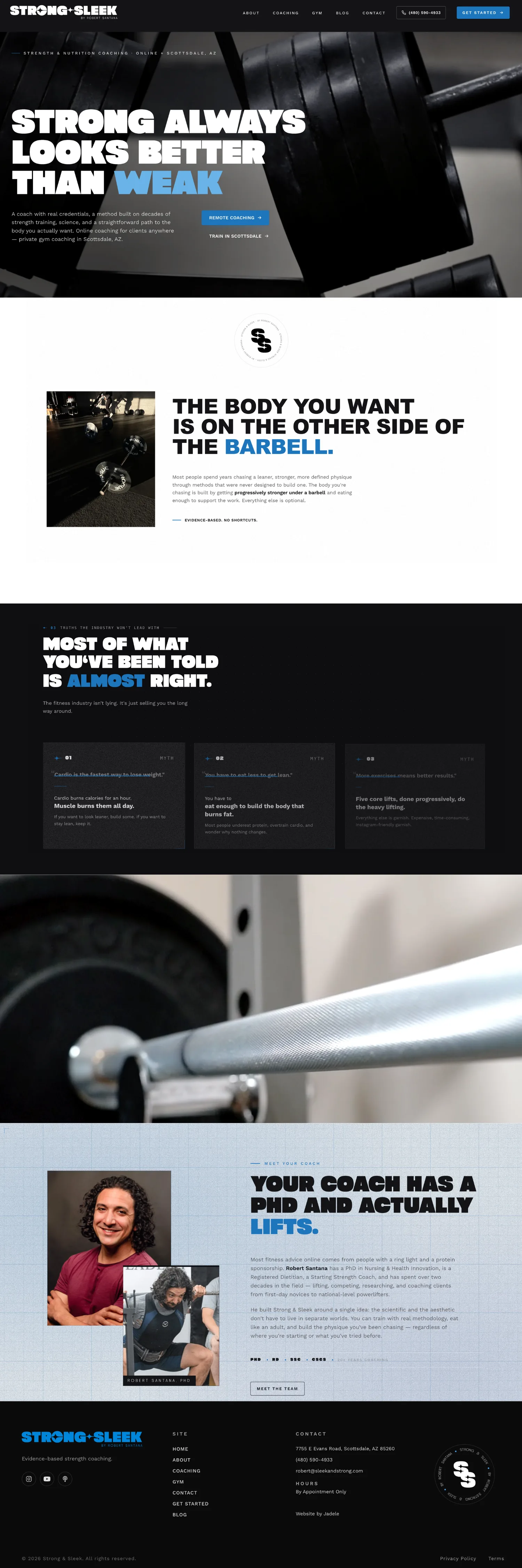 Strong and Sleek website homepage designed by Jadele
