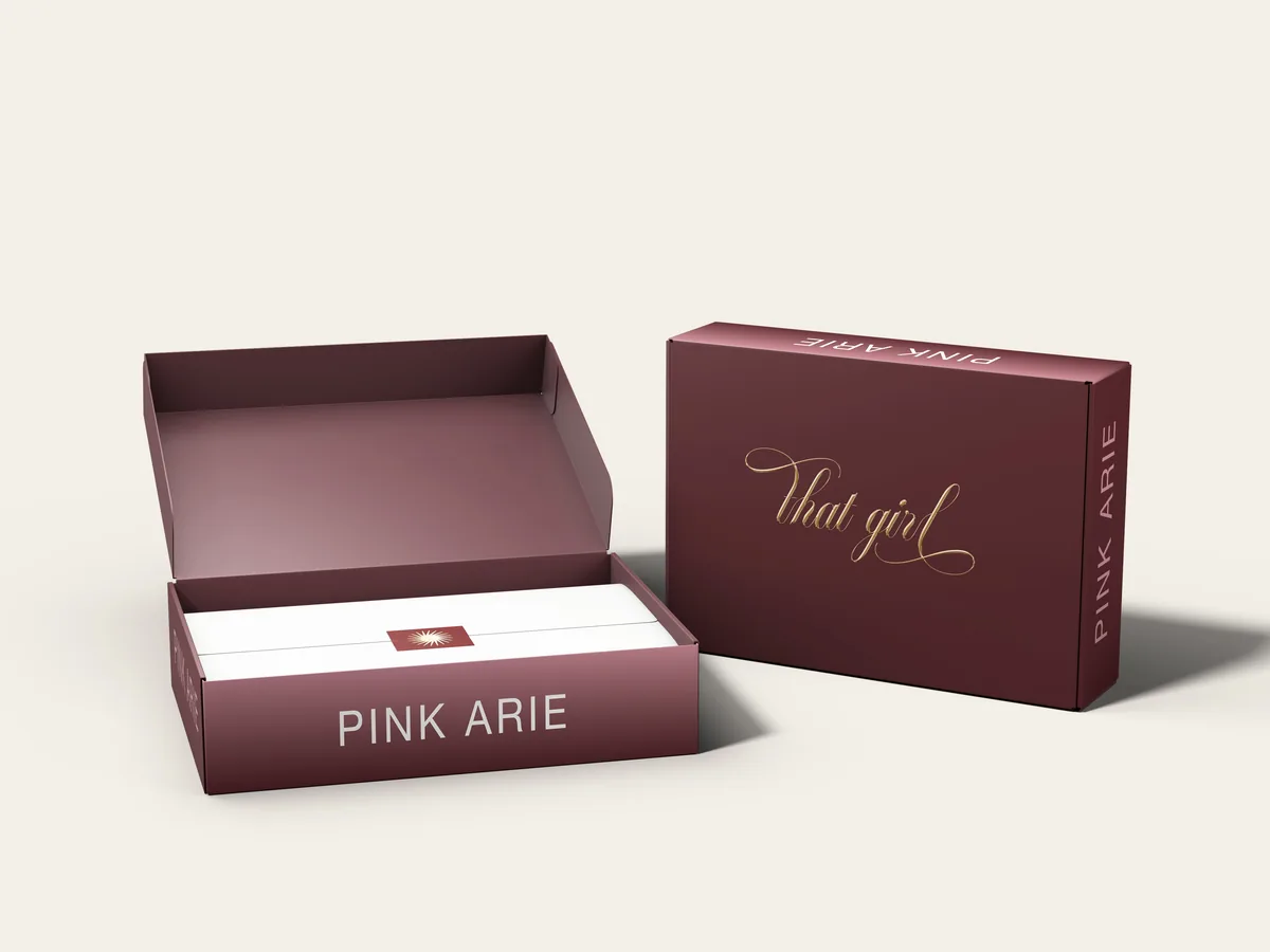 Pink Arie Beauty brand in use