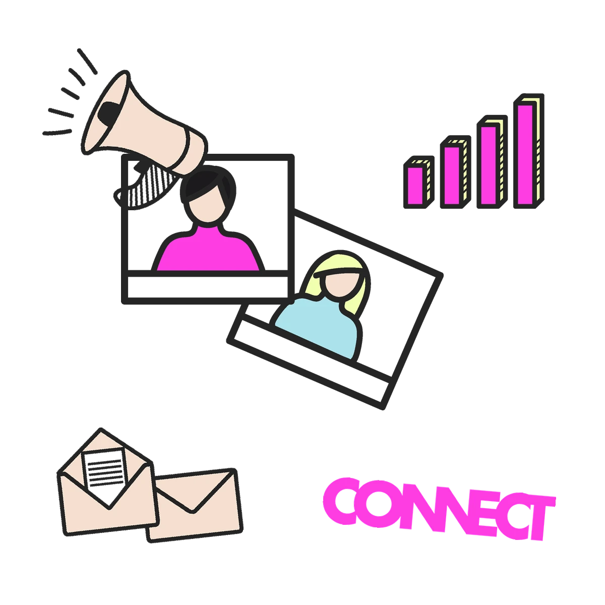Connect Belong illustrated icon set