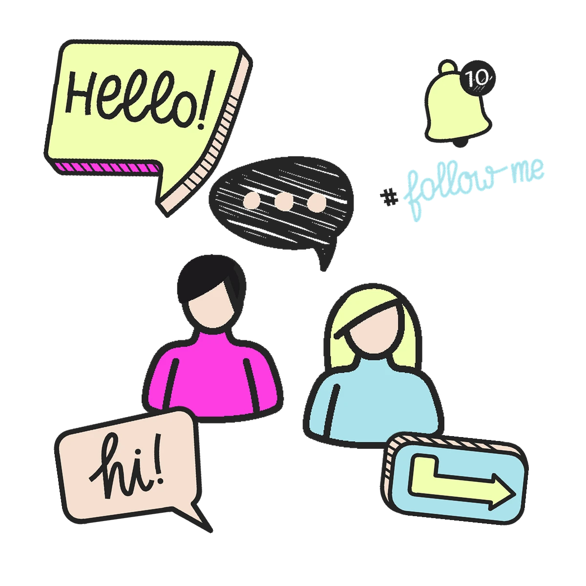 Connect Belong illustrated icon set