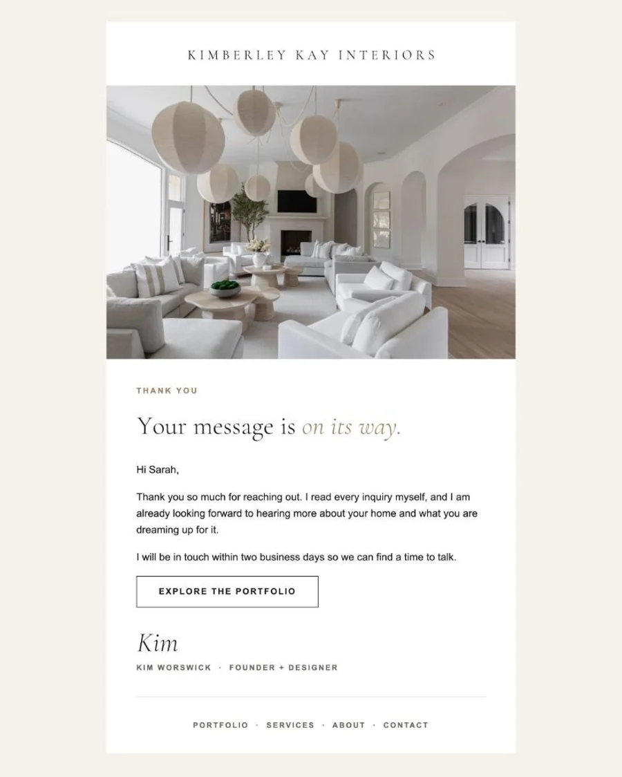 Kimberley Kay Interiors branded email