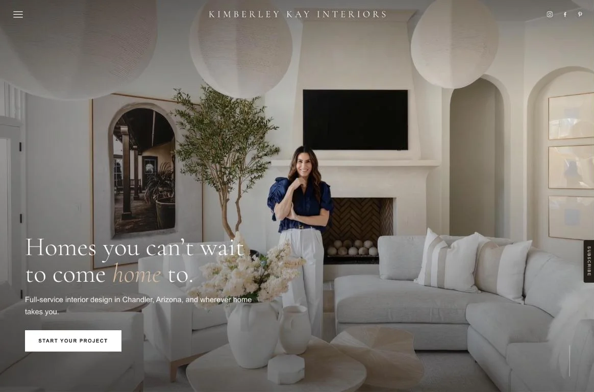 Kimberley Kay Interiors website hero