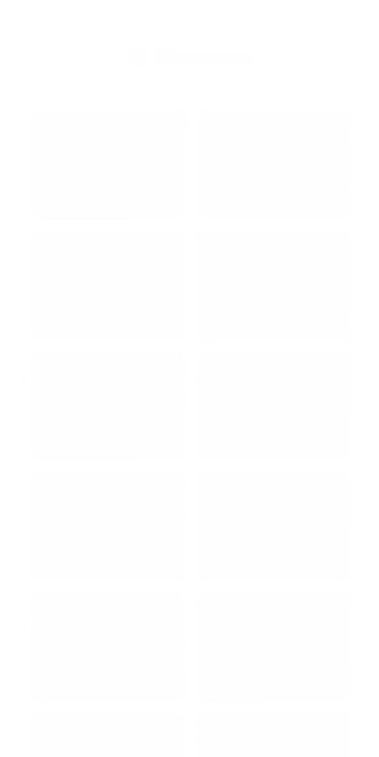 Paynovate logo above a grid of eight blank white rectangular content blocks on black background.