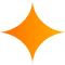Orange four-point star shape with curved edges and gradient shading.