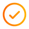 Orange checkmark inside a circle on a white background.