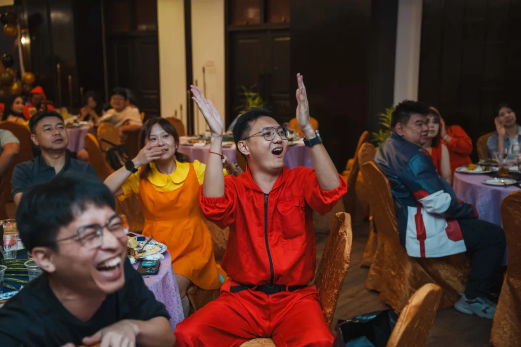 in annual dinner ,partcipant are cheering