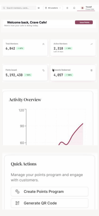 The Qtap merchant dashboard on a phone