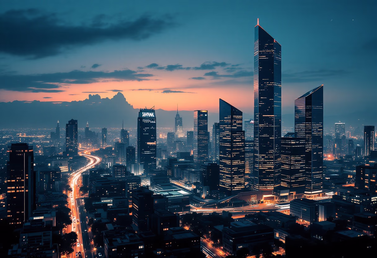 image of cityscape at night (for a real estate tech)