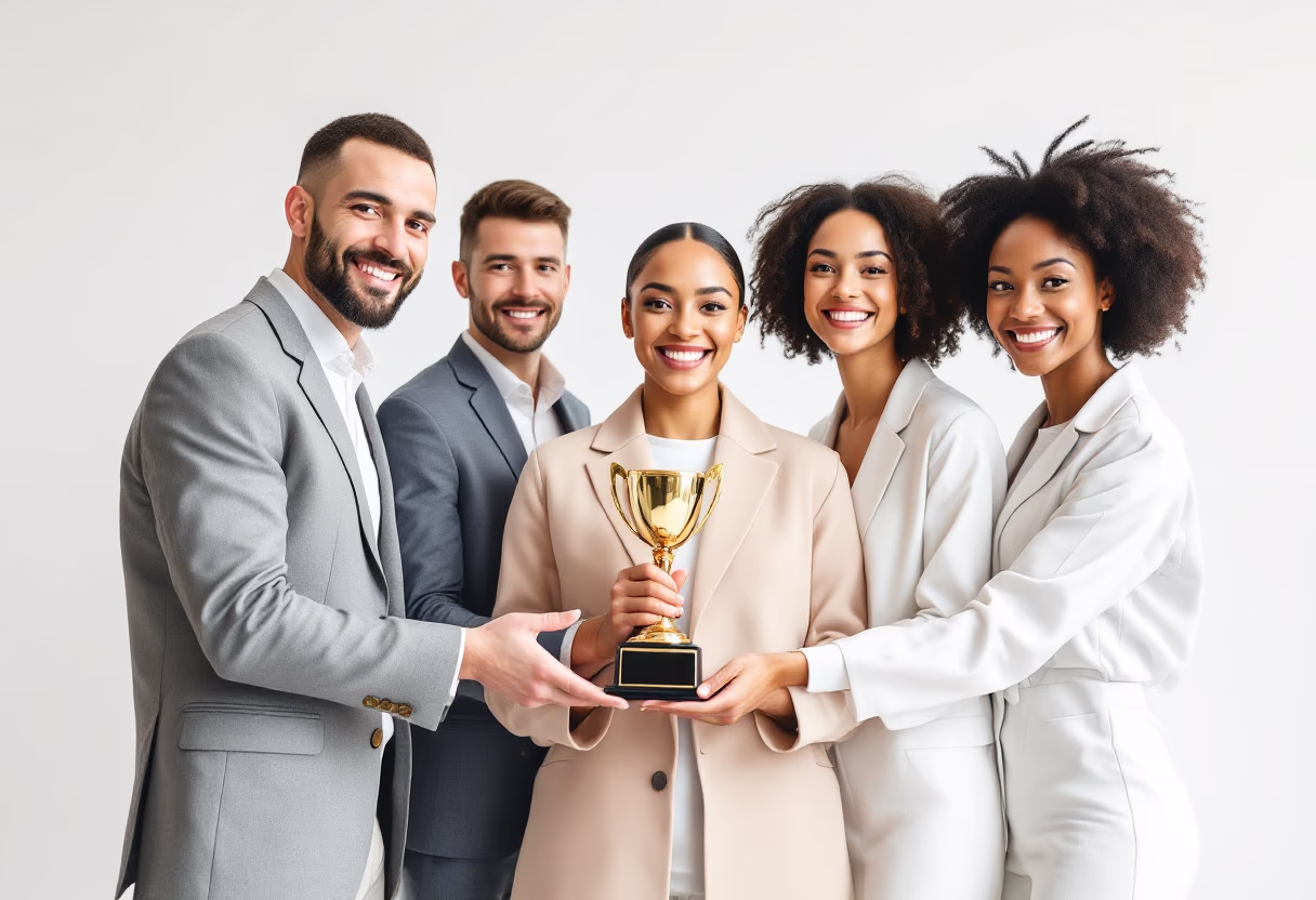 digital agency team holding award