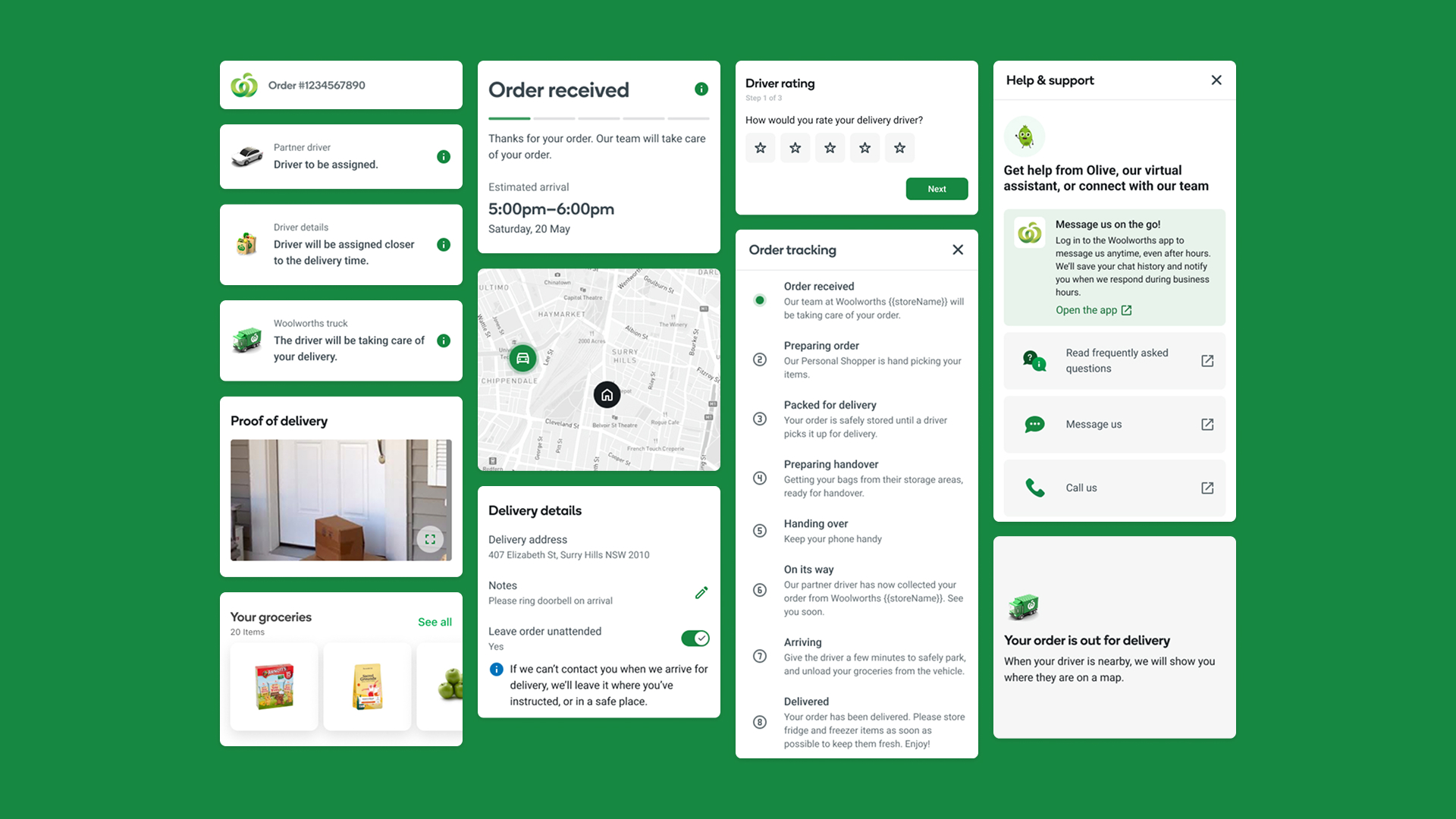 Order tracking delivery patterns 