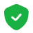 Green shield with a white check mark symbolizing security or protection.