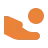 Orange and gray abstract assistant icon with a speech bubble design.