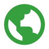 Green globe icon showing continents of North and South America.
