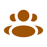 Icon of three abstract human figures in brown, representing a group or community.