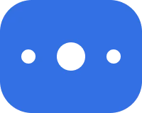 Blue rounded square with a keyhole shape in the center containing three vertical dots.