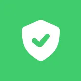 White shield icon with a green check mark on a green background.