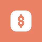 White rounded square icon with an orange dollar sign in the center on an orange background.