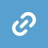 White chain link icon on a blue background representing a hyperlink.