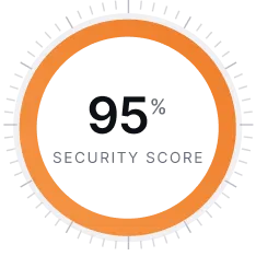 Round badge with an orange border, featuring a check mark above the text '100% Secure payment'.
